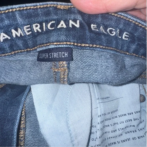 AEO High Rise Super Stretch & Flare Splattered Distressed Jeans - Picture 12 of 14